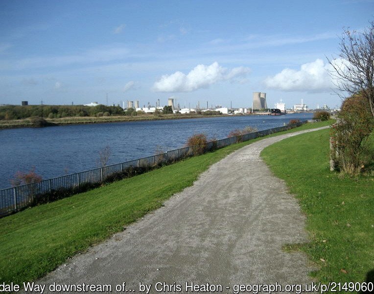 Teesdale Way / ECP downstream of the Newport Bridge The long distance footpath follows the river on a well maintained path as it approaches Middlesbrough.