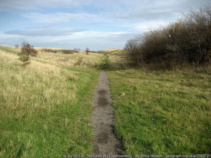 Teesdale Way / ECP approaching Coatham Marsh The long distance footpath approaches an area of marsh and wetland as it crosses ground towards Warrenby