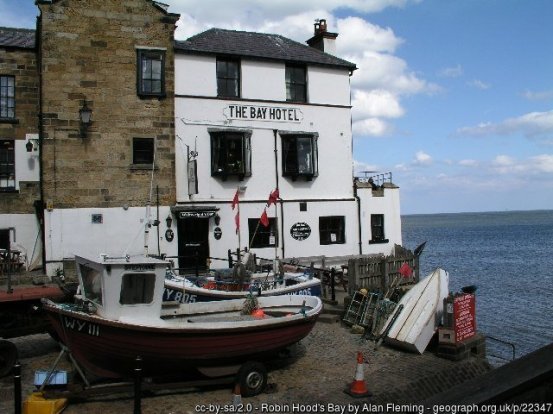 Robin Hood’s Bay The Bay Hotel by the slipway in Robin Hood’s Bay village