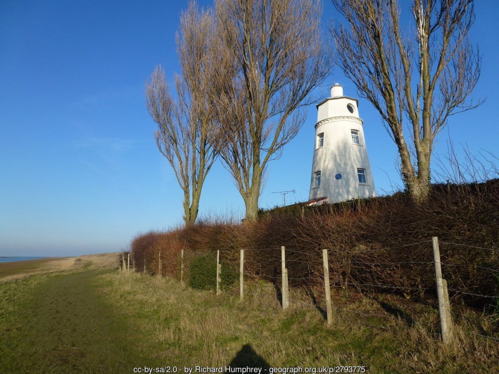 East bank lighthouse near Guy's Head north of Sutton Bridge Often referred to as Sir Peter Scott's lighthouse. The famous naturalist and painter lived here from 1933 to 1939. A coastal walk is also named after him which runs from this lighthouse to near King's Lynn