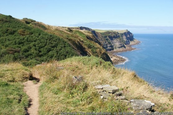 The coastal path below Gnipe Howe A couple of streams here add to the ups and downs, but the undulations are only smal