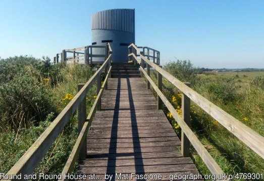 Round and Round House at Anderby Creek This small building on the dunes was designed by Kingston and Weber of Soma Design, it is one of the ‘Bathing Beauties’, a competition winner to ‘Re-imagine the Beach Hut for the 21st Century’. Anderby Creek is home to 2 ‘Bathing Beauties’ – the Round and Round House and the Cloud Bar. It is made of curved laminated plywood and is accessed via a narrow wooden boardwalk and steps from the beach.