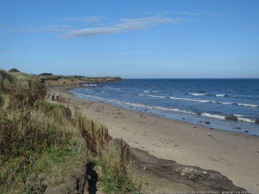 View north along the beach at Togston Links Looking north along the beach at Togston Links from the edge of the adjacent sand dunes.