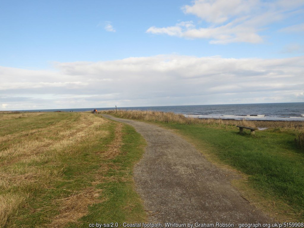 Coastal footpath, Whitburn A footpath which follows the top of low coastal cliffs at Whitburn.