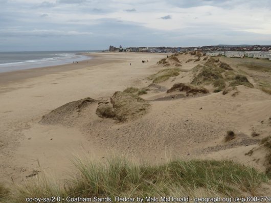 Coatham Sands, Redcar A view eastwards along the dunes at Coatham Sands, looking towards Redcar